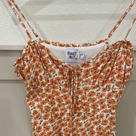 Princess Polly Orange Floral Spaghetti Strap Dress Size 0 - Picture 8 of 9